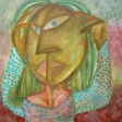 Inka Jamrichová, Nevím kde mi hlava stojí, olejový pastel, olej, 70 x70 cm
